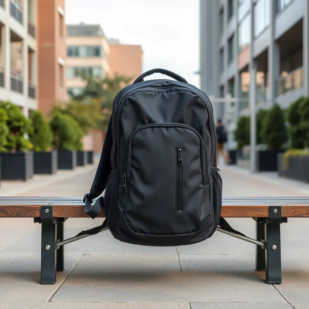 Modern multifunktionell ryggsäck för studerande med synliga fack och vadderat laptoputrymme på campus