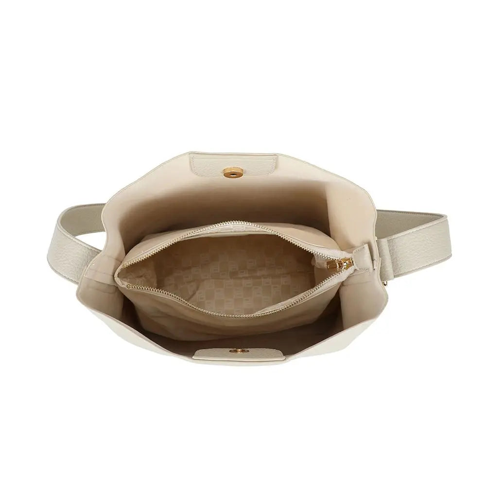 Ulrika Design Bar Zipper - Beige Axelväska 38cm