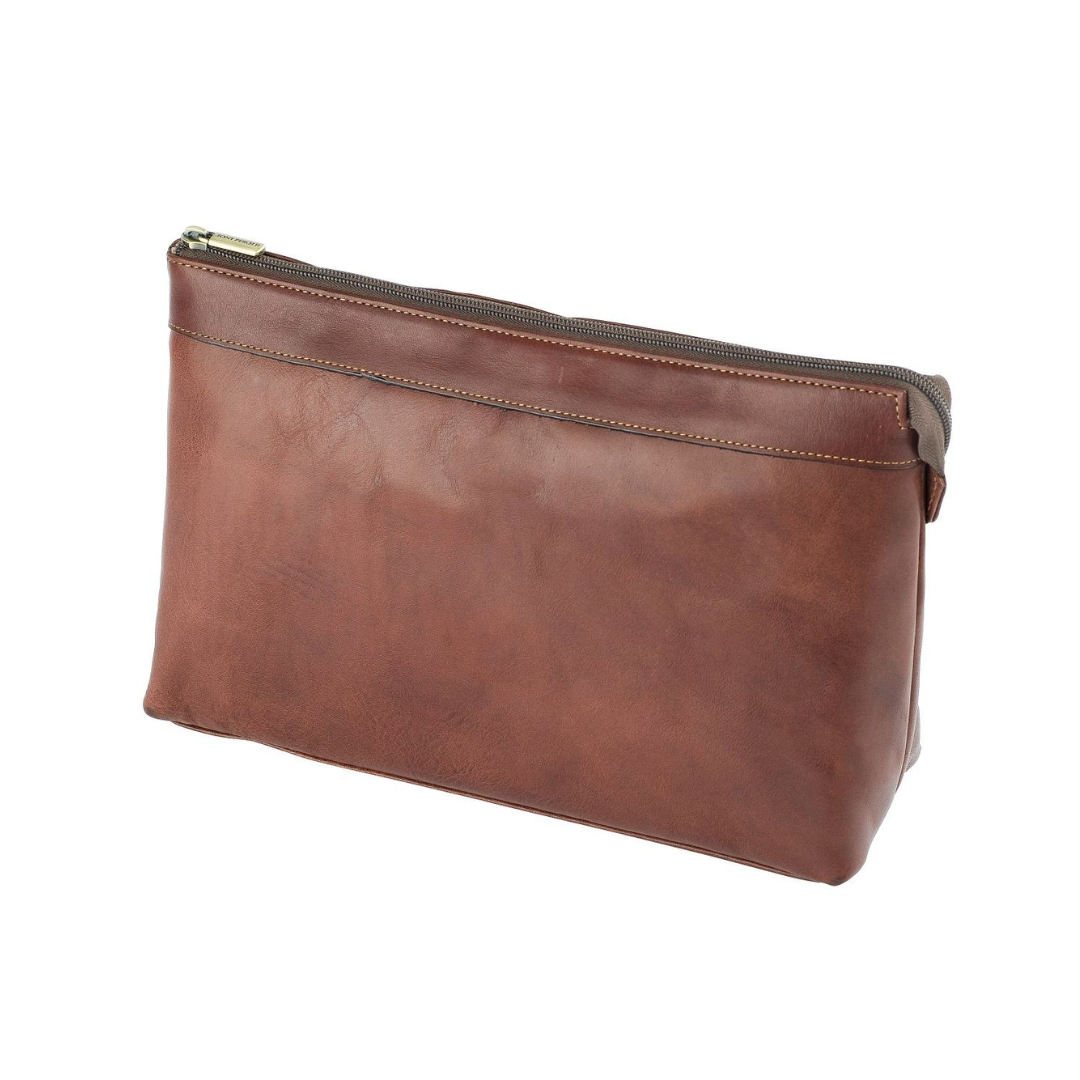 Tony Perotti Vegetale Leather Necessär 27 cm Mörkbrun