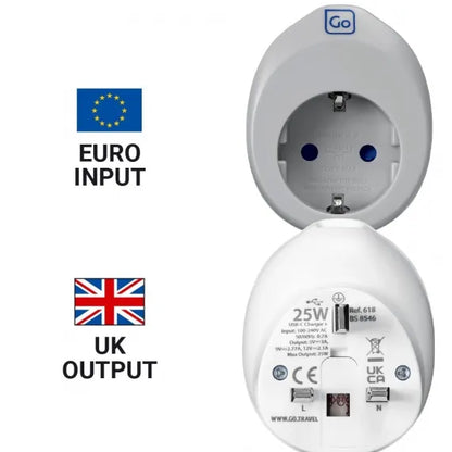 Go Travel EU/UK USB-C Reseadapter
