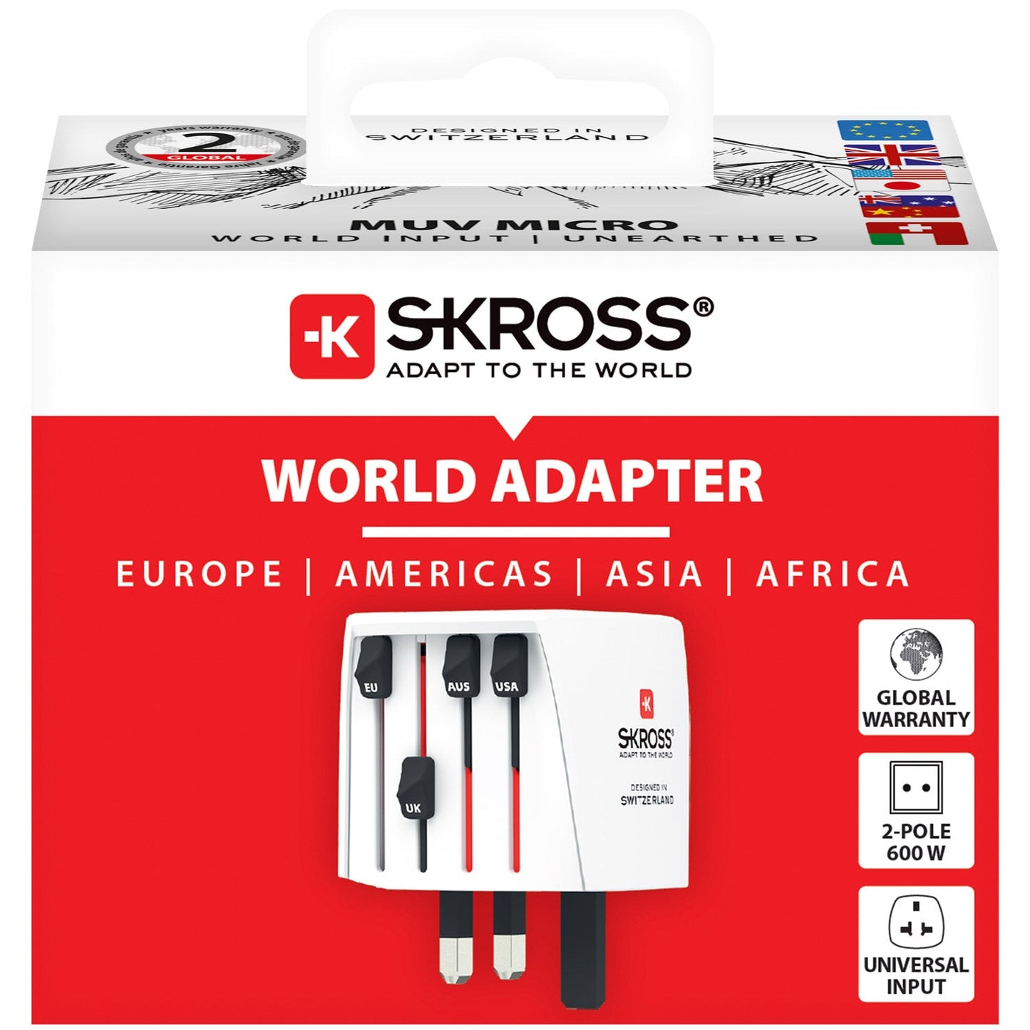SKROSS - Världsreseadapter MUV Micro Ojordad