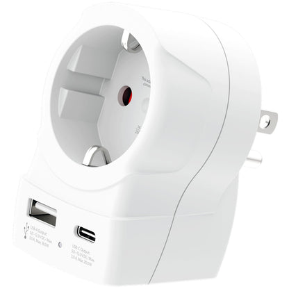 SKROSS - Reseadapter Europa till USA m.fl. USB-A/USB-C 20W PD Jordad