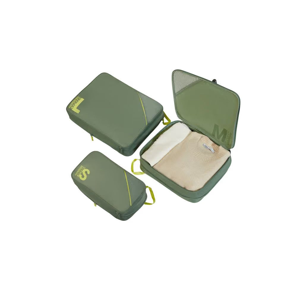 American Tourister Packing - Olive/Lime Packkuber 3-set