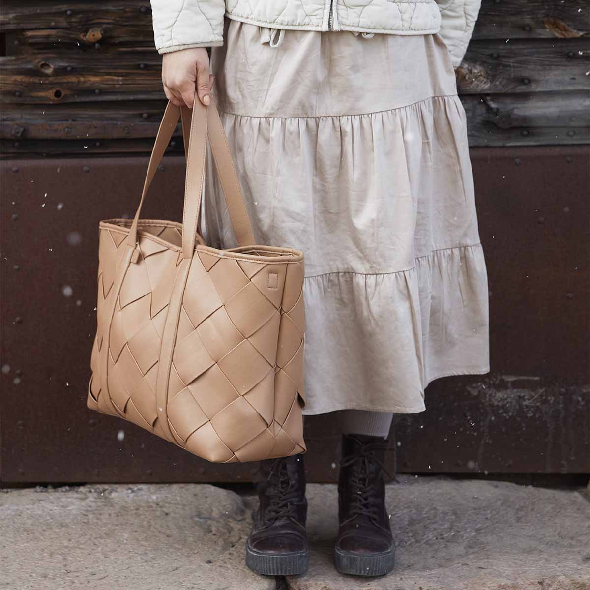 Elodie - Skötväska Braided Leather - Brun