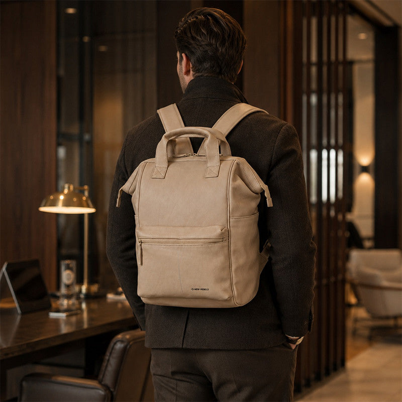 New Rebels Obsidian Tremont Ryggsäck i Läder – beige