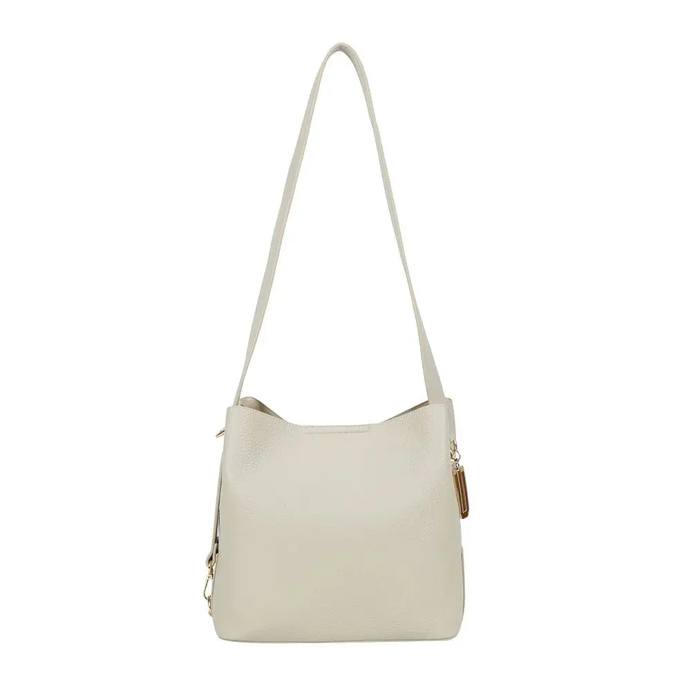 Ulrika Design Bar Zipper - Beige Axelväska 38cm