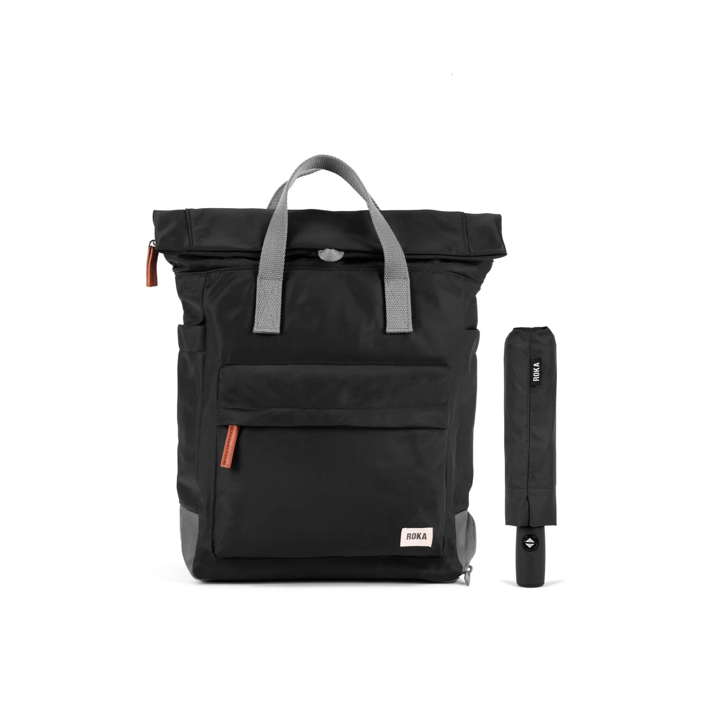 Roka London Bayswater B + Waterloo Ryggsäck 42 cm + Paraply – Svart