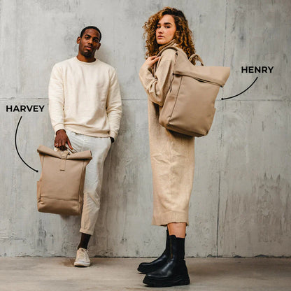 Johnny Urban Harvey rolltop-ryggsäck medium 16" – Beige