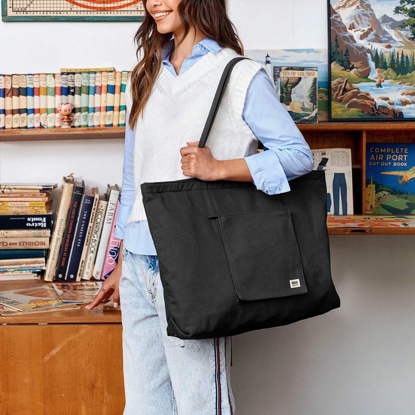 Roka London Portobello N Axelväska 48cm – Svart