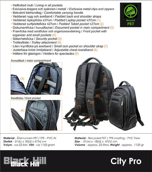 Black Hill City Pro – Ryggsäck 15,6"