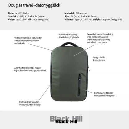 Black Hill Douglas Travel – Datorryggsäck 15,6 - Svart