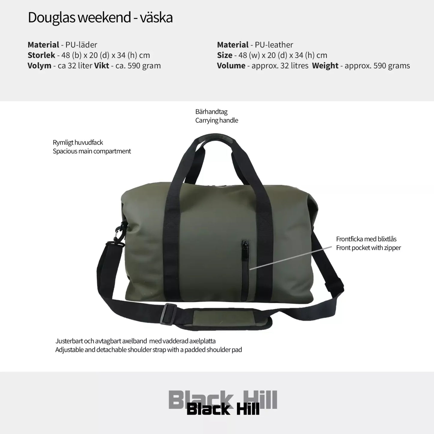 Black Hill Douglas Weekendväska 32L - Grön