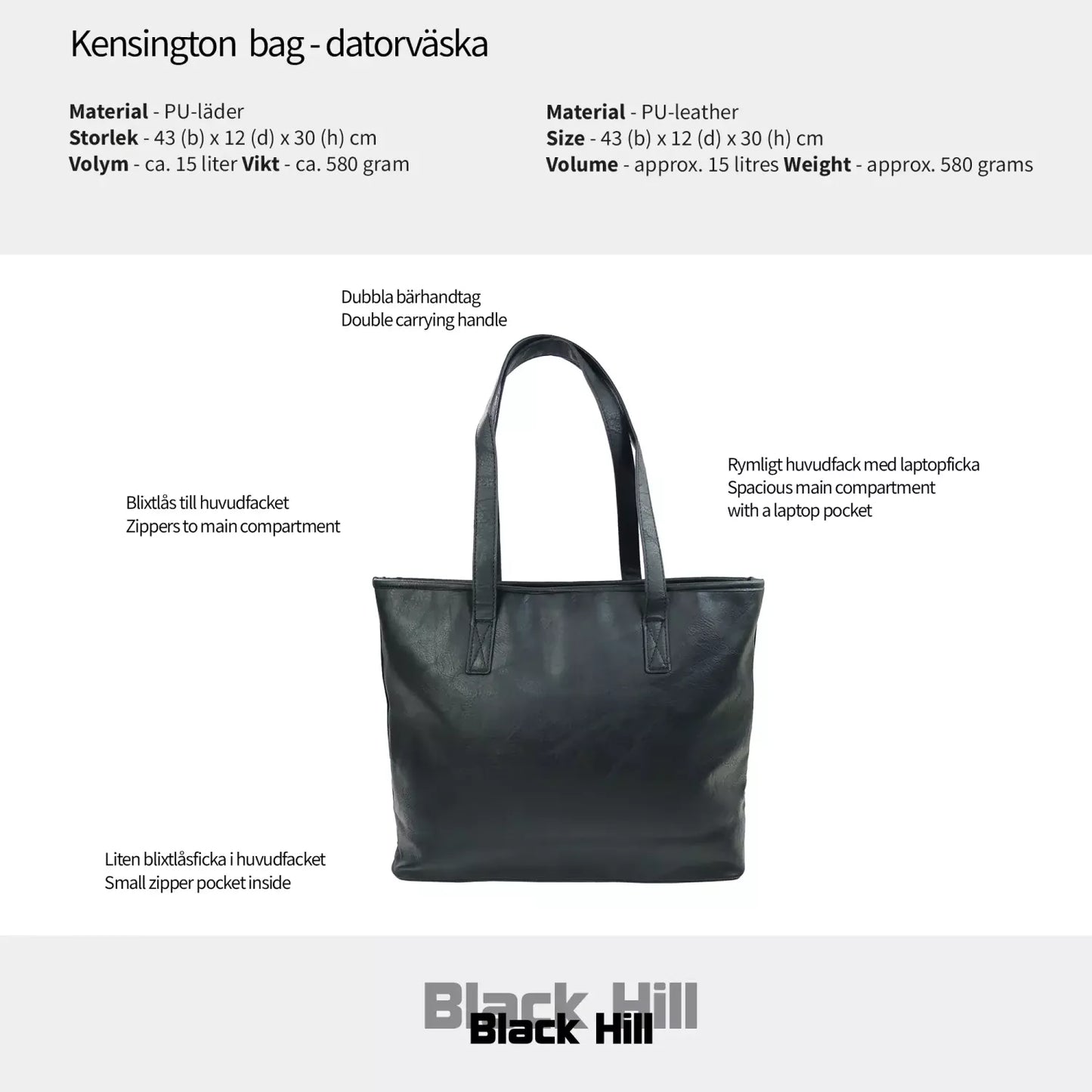 Black Hill Kensington – Totebag 13L - Svart