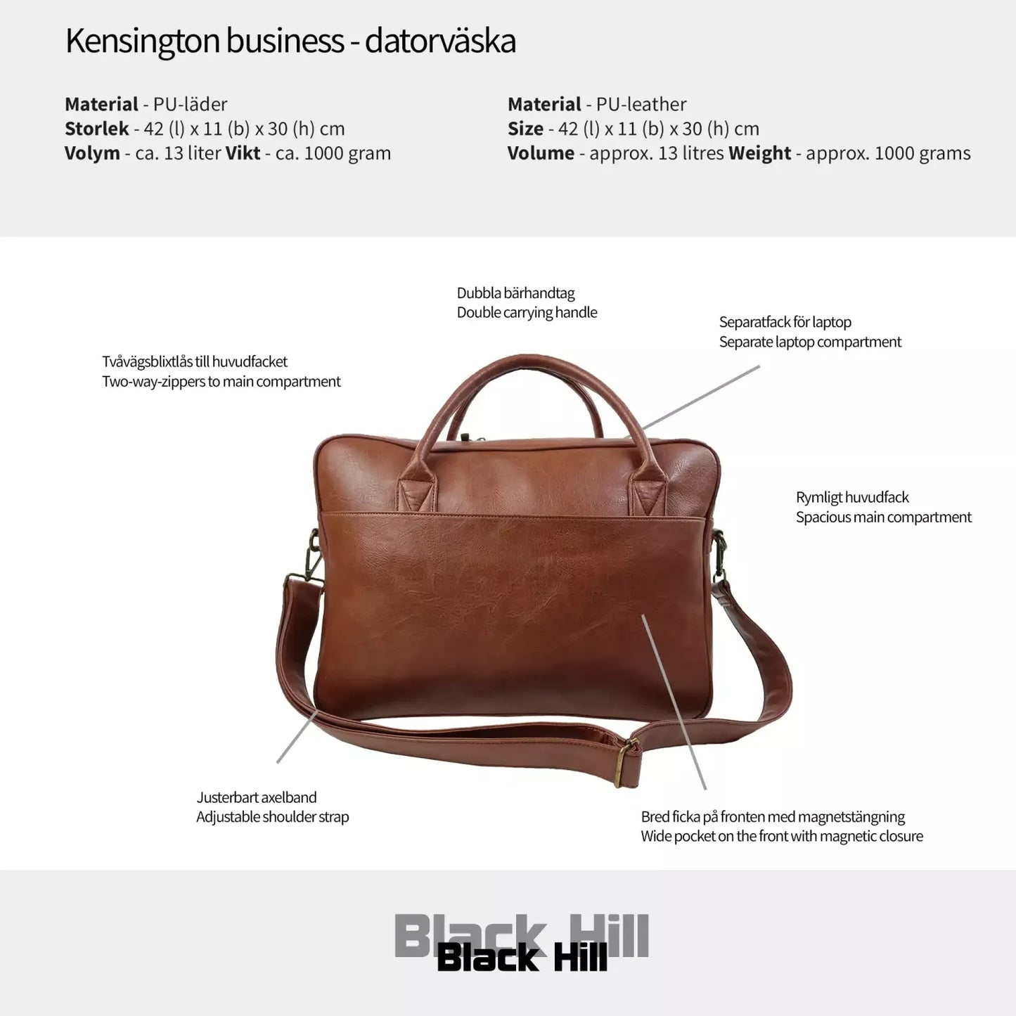 Black Hill Kensington – Datorväska 15,6 - Brun