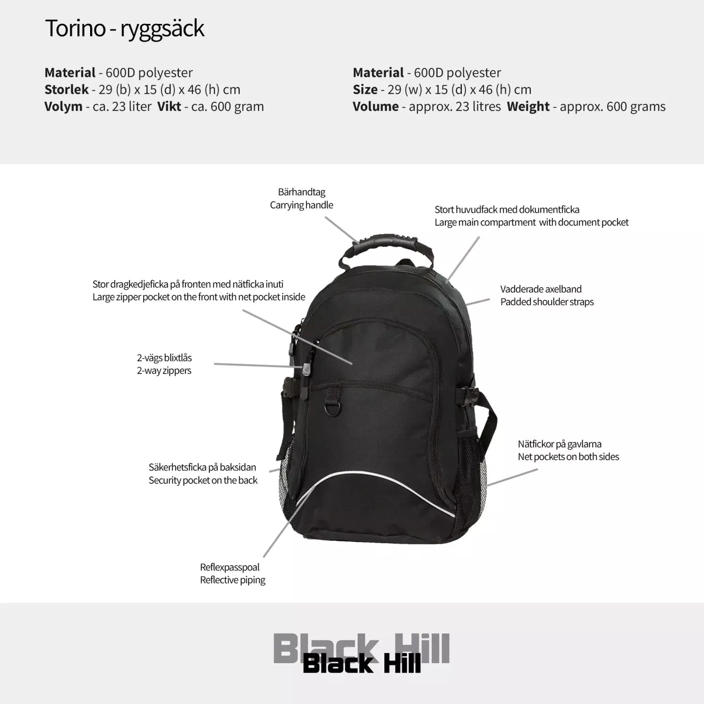 Black Hill Torino Ryggsäck 25L - Marinblå